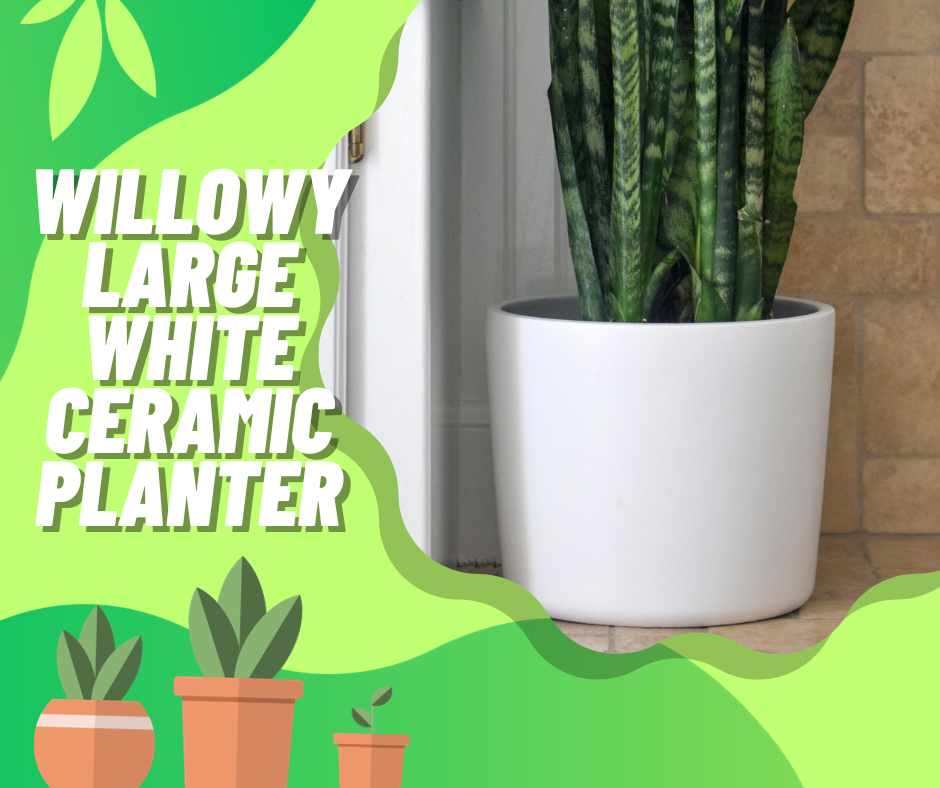 Willowy Large White Ceramic Planter