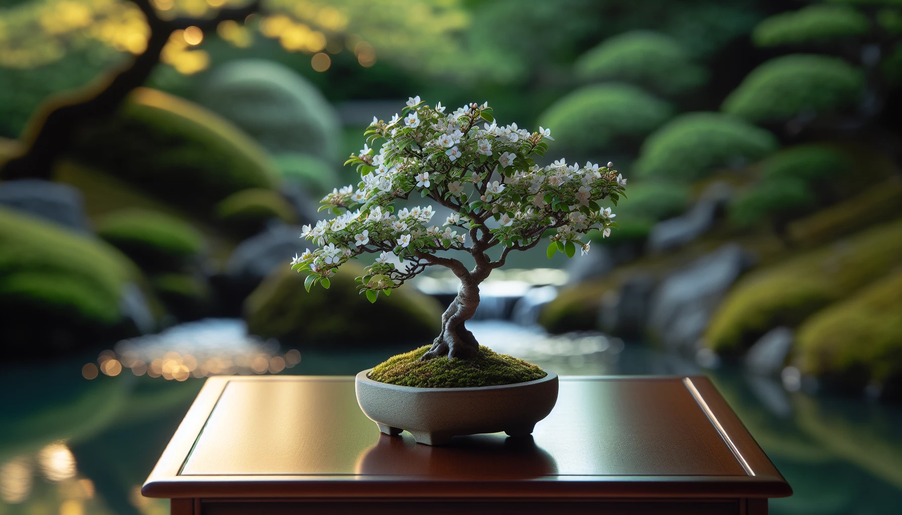 Serissa Japonica (Snow Rose) Bonsai in a tranquil setting