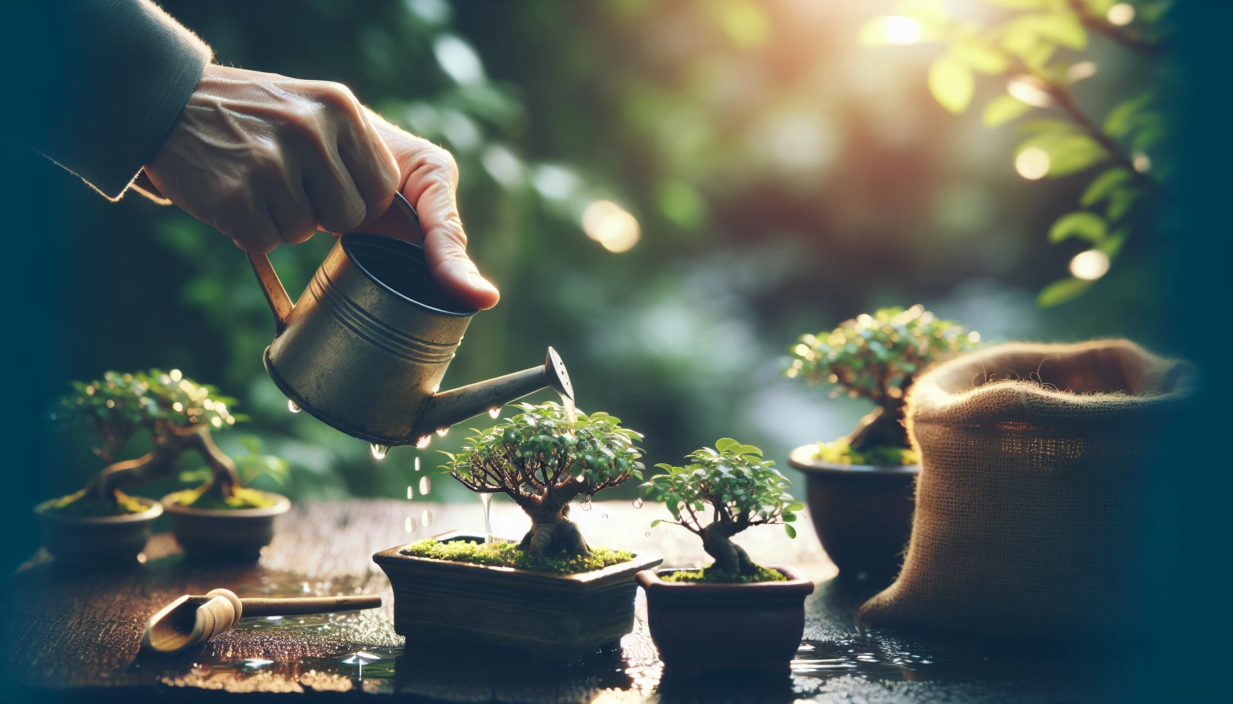 Watering and fertilizing young bonsai cuttings